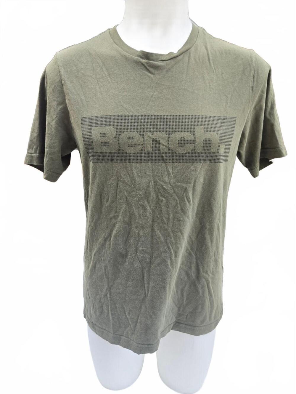 Bench Men’s Olive Green Logo T-Shirt Size S Y2K Streetwear Minimalist Tee